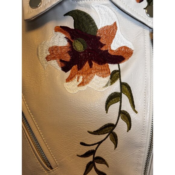 Ly Varley Lin Faux Leather Moto Jacket Size S Floral Embroidery Studded Y2K NWT - Picture 4 of 16